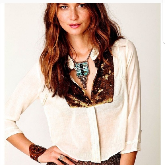 Free People Tops - Free people beaded shirt